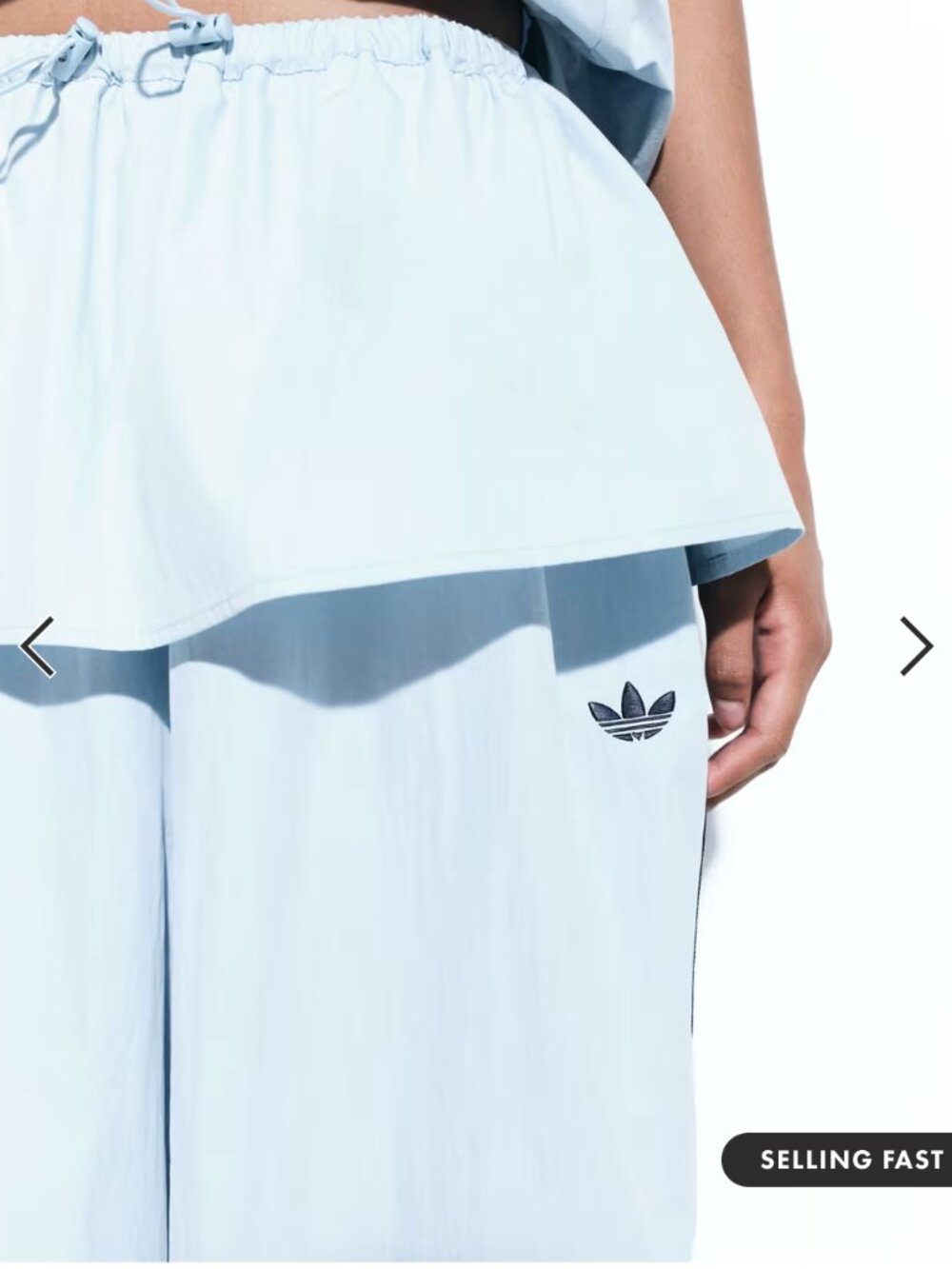 adidas Originals x ASOS women's balloon pants with skirt overlay in blue, S - Picture 4 of 8